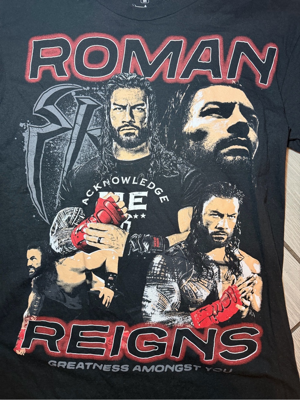 Roman Reigns Black Graphic Tee - Men's Pro Wrestling Shirt size medium - Picture 2 of 5